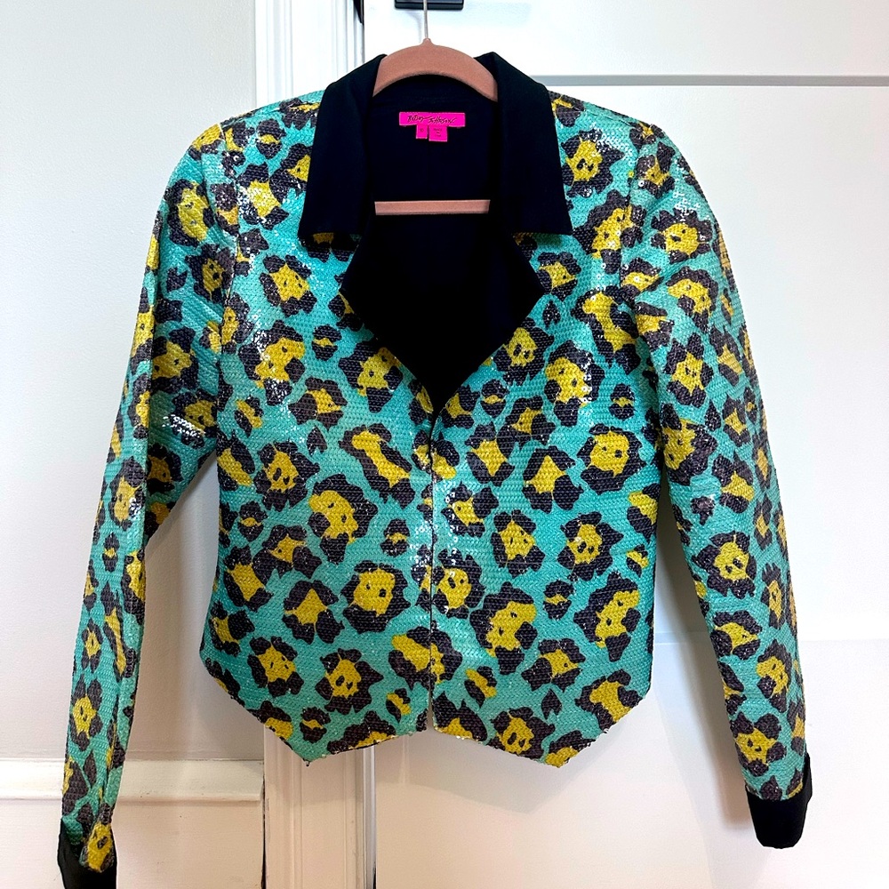 BETSEY JOHNSON *Made in USA* size 10 Leopard Sequin Blazer | Worn Once